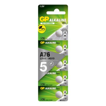 GP Alkaline 76A (V13GA / L1154 / LR44) Knoopcel Batterijen (5-pack)