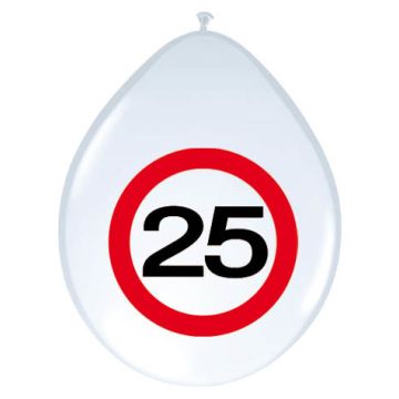 25 Jaar Verkeersbord Ballonnen - 8 stuks