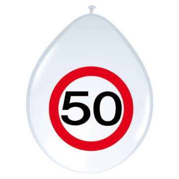 50 Jaar Verkeersbord Ballonnen - 8 stuks