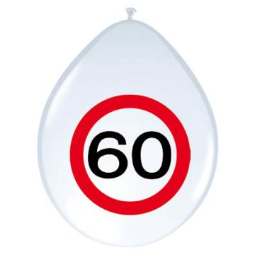 60 Jaar Verkeersbord Ballonnen - 8 stuks