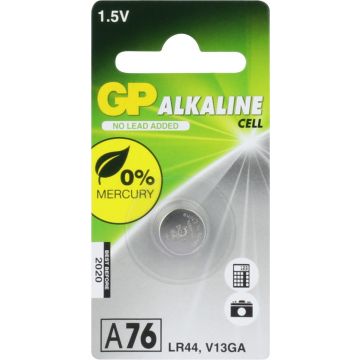 GP Alkaline 76A (V13GA / L1154 / LR44) Knoopcel Batterij (1-pack)