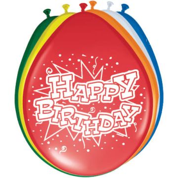 Happy birthday ballonnen - 8 stuks