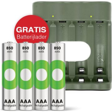 GP ReCyko+ Oplaadbare AAA Micro Batterijen 850mAh (4-pack) + Gratis lader