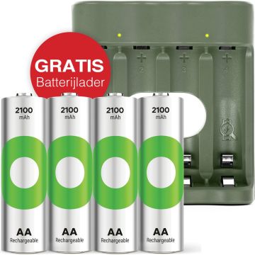 GP NiMH ReCyko+ AA Batterijen 2100mAh (4-pack) + Gratis lader