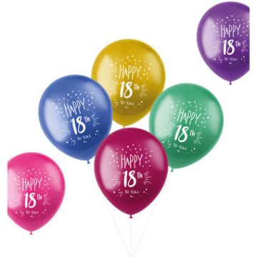 Ballonnen Shimmer 18 Jaar Meerkleurig 33cm - 6 stuks