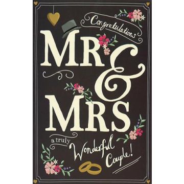 10 Wenskaarten met envelop - Huwelijk - Mr & Mrs