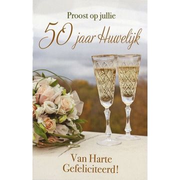 10 Wenskaarten met envelop - 50 Jaar Huwelijk