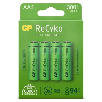 GP NiMH ReCyko+ AA Batterijen 1300mAh (4-pack)