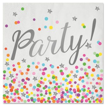 Servetten Confetti Party 33x33cm - 16 stuks