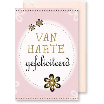 6 Wenskaarten met envelop - Van harte gefeliciteerd