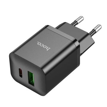 Hoco Dual Port Fast Charger PD20W USB / USB-C Black