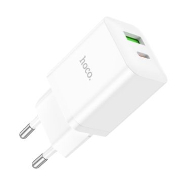 Hoco Dual Port Fast Charger PD20W USB / USB-C White