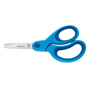 Schaar Westcott Kids 13cm, Softgrip, Ronde Punt Blauw