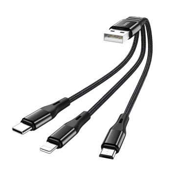 Hoco 3-in-1 Kabel Lightning+Micro+USB-C (0,25 meter)