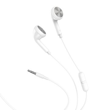 Hoco Universal Wired Earphones with Mic White - 3.5mm jack