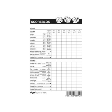 Scoreblok Sigel - Voor Yahtzee - 105x148mm - 100 Blad